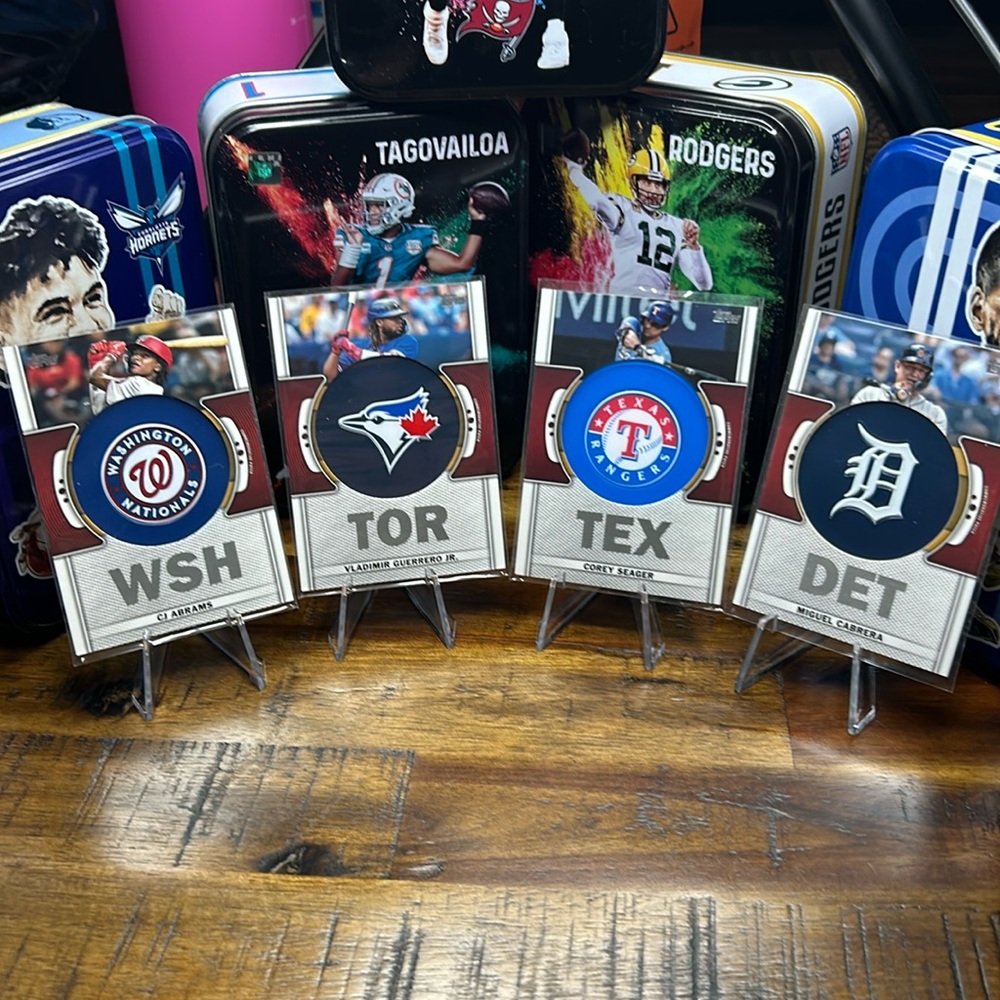 Corey Seager,Vladimir Guerrero Jr.,CJ Abram’s,Miguel Cabrera Game relic patch .